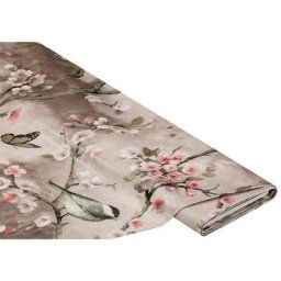 Linge de table épongeable - toile cirée ""oiseau sur branche"", marron multicolore