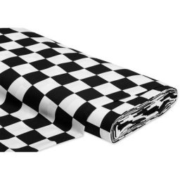 Tissu coton à damier, blanc/noir