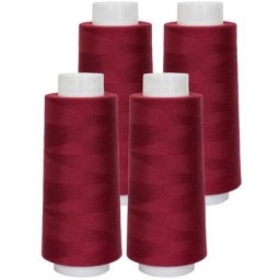 buttinette Set éco de fil pour surjeteuse, bordeaux, 4 bobines, grosseur : 120, 2500 m