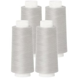 buttinette Set éco de fil pour surjeteuse, argenté, 4 bobines, grosseur : 120, 2500 m