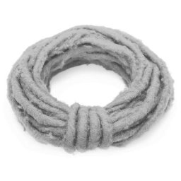 Cordelette en laine feutrée, cœur en fil métallique, gris, 5 mm Ø, 5 m