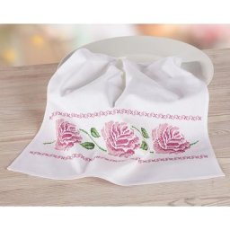 Torchon à broder ""roses