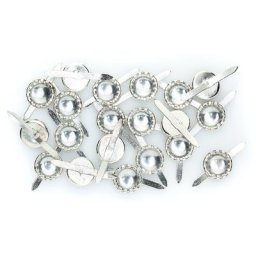 Attaches déco, argent/cristal, 10 mm, 20 pièces