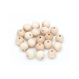 Perles en bois brut, 20 mm Ø, 20 pièces