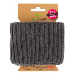 Albstoffe Bande bord-côte coton bio ""Cuff Me Cozy"", gris, 1,4 m