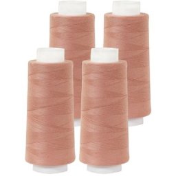 buttinette Set éco de fil pour surjeteuse, vieux rose, 4 bobines, grosseur : 120, 2500 m