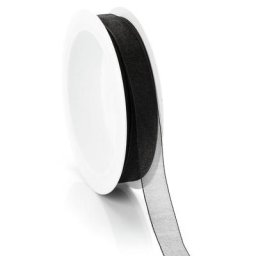 Ruban organza, noir, 10 mm, 10 m