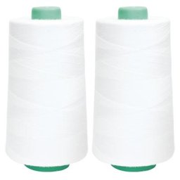 buttinette Set éco de fil pour surjeteuse, blanc, 2 bobines, grosseur : 120, 5000 m