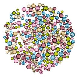 Pierres strass, tons pastel, 4, 5, 6 mm Ø, 250 pièces