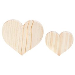 Cœurs en bois, écru, 2 pièces