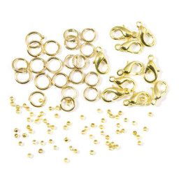 Set de fermoirs et perles à écraser, doré