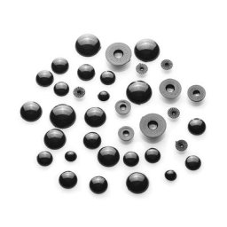 Yeux d'animaux en plastique, noir, 6 - 14 mm, 36 pièces