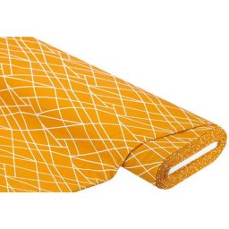 Tissu sweat-shirt ""lignes"", ocre/blanc