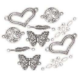 Pièces intercalaires ""papillon"", argenté, 20–30 mm, 10 pièces