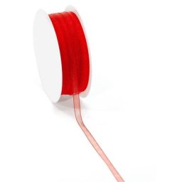 Ruban organza, rouge, 6 mm, 20 m