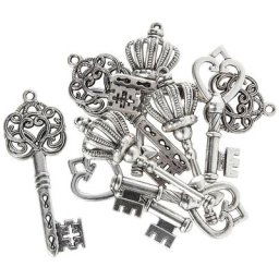 Pendentifs ""clés"", argenté, 45–59 mm, 6 pièces