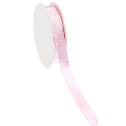 Ruban satin ""pois"", rose, 15 mm, 10 m