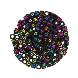 Perles cubes avec lettres, noir/néon, 200 pièces