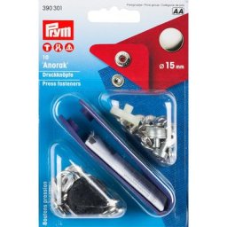 Prym Boutons pression pour veste, argent, dim. : 15 mm Ø, contenu : 10 pièces