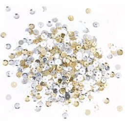 Paillettes, blanc/argenté/doré, 6 mm Ø, 30 g