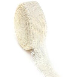 Ruban en toile de jute, blanc cassé, 6 cm, 25 m