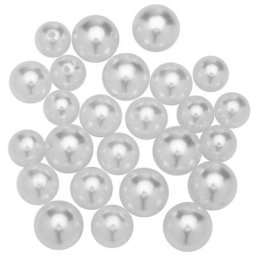 Perles rondes, blanc, 12, 14 et 16 mm Ø, 24 pièces