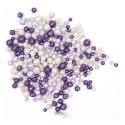 Perles nacrées en verre, tons violets, 4 - 8 mm Ø, 100 g