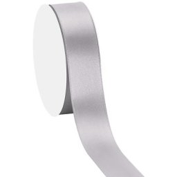 Ruban satin 25 mm, argent, 10 m
