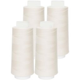 buttinette Set éco de fil pour surjeteuse, blanc cassé, 4 bobines, grosseur : 120, 2500 m