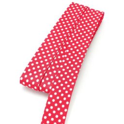 buttinette Biais en coton ""pois"", rouge/blanc, largeur : 2 cm, longueur : 5 m