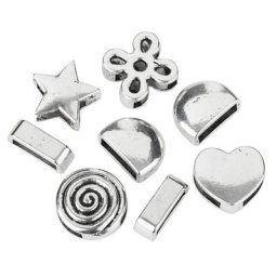 Perles coulissantes, argenté, 10–15 mm, 8 pièces