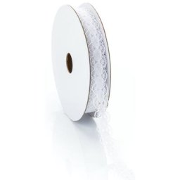 Ruban dentelle, blanc, 10 mm, 5 m