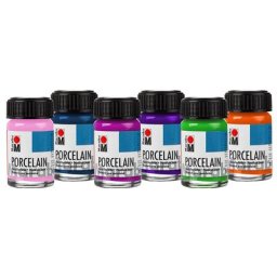 Marabu Peinture pour porcelaine ""tendance"", 6x 15 ml