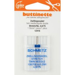 buttinette Aiguilles doubles ""Stretch"", épaisseur : 75, distance aiguilles : 4 mm