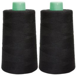 buttinette Set éco de fil pour surjeteuse, noir, 2 bobines, grosseur : 120, 5000 m