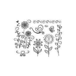 Tampons en silicone ""fleurs et oiseaux