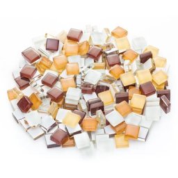 Tesselles en verre doux, tons marron, 10 x 10 mm, 200 g