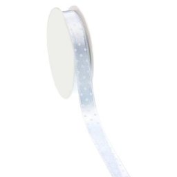 Ruban satin ""pois"", bleu clair, 15 mm, 10 m