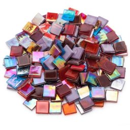 Set de tesselles irisées en verre, multicolore, 15 x 15 mm, 500 g