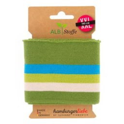 Albstoffe Bande bord-côte en coton bio ""Cuff Me"", vert multicolore, 1,4 m