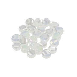 Perles en verre à facettes, plat, blanc-irisé, 8 mm Ø, 25 pièces