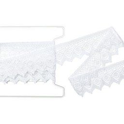 Galon de dentelle aux fuseaux, blanc, largeur : 4,5 cm, longueur : 5 m