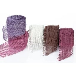 Set de 5 rubans en toile de jute, couleurs tendance