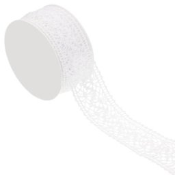 Ruban dentelle crochetée, blanc, 38 mm, 5 m