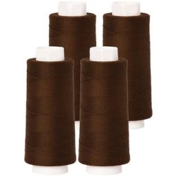 buttinette Set éco de fil pour surjeteuse, marron, 4 bobines, grosseur : 120, 2500 m