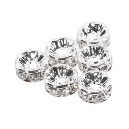 Rondelles de strass ""cristal"", argenté, 4 x 8 mm, 6 pièces