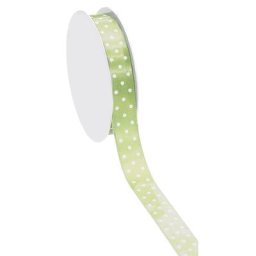 Ruban satin ""pois"", vert clair, 15 mm, 10 m