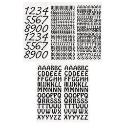 Stickers ""lettres et chiffres"" , noir, 23 x 10 cm, 5 feuilles