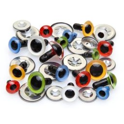 Yeux en plastique, multicolore, 8 - 12 mm, 30 pièces