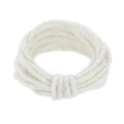 Cordelette en laine feutrée, cœur en fil métallique, blanc, 5 m